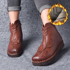 Winter Retro Leren Fluwelen Laarzen | Cadeau Schoenen