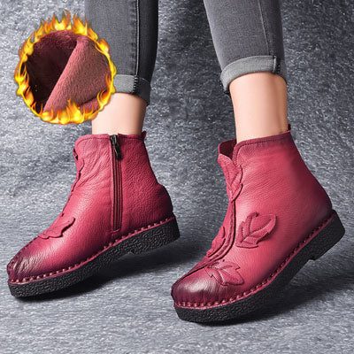 Winter Retro Leren Fluwelen Laarzen | Cadeau Schoenen