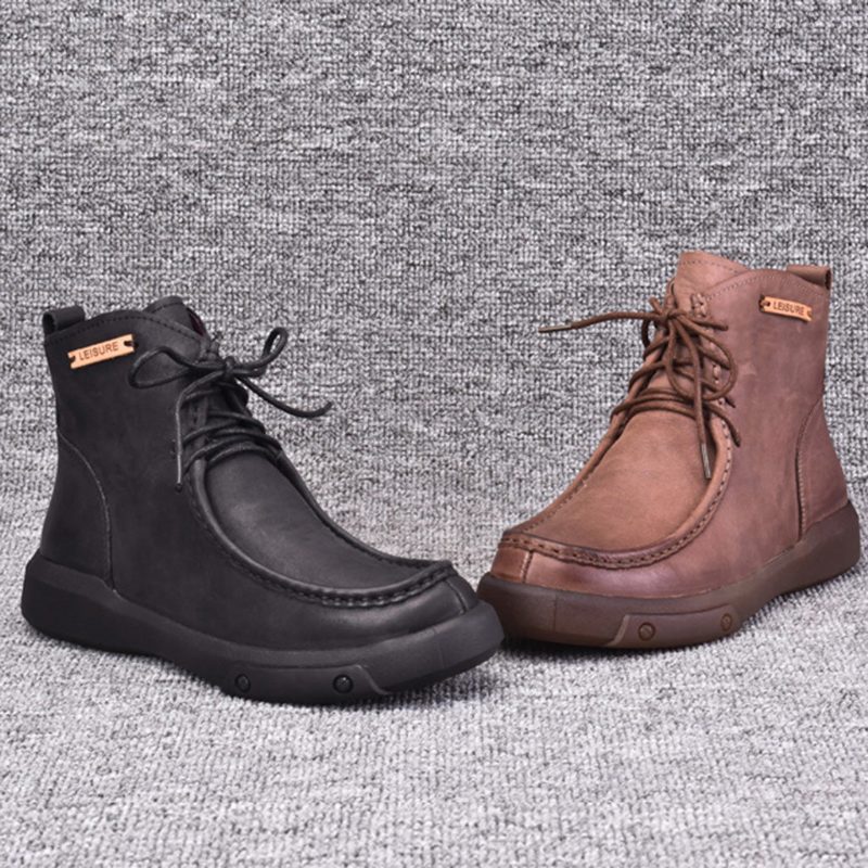 Winter Retro Leren Korte Laarzen | Cadeau Schoenen