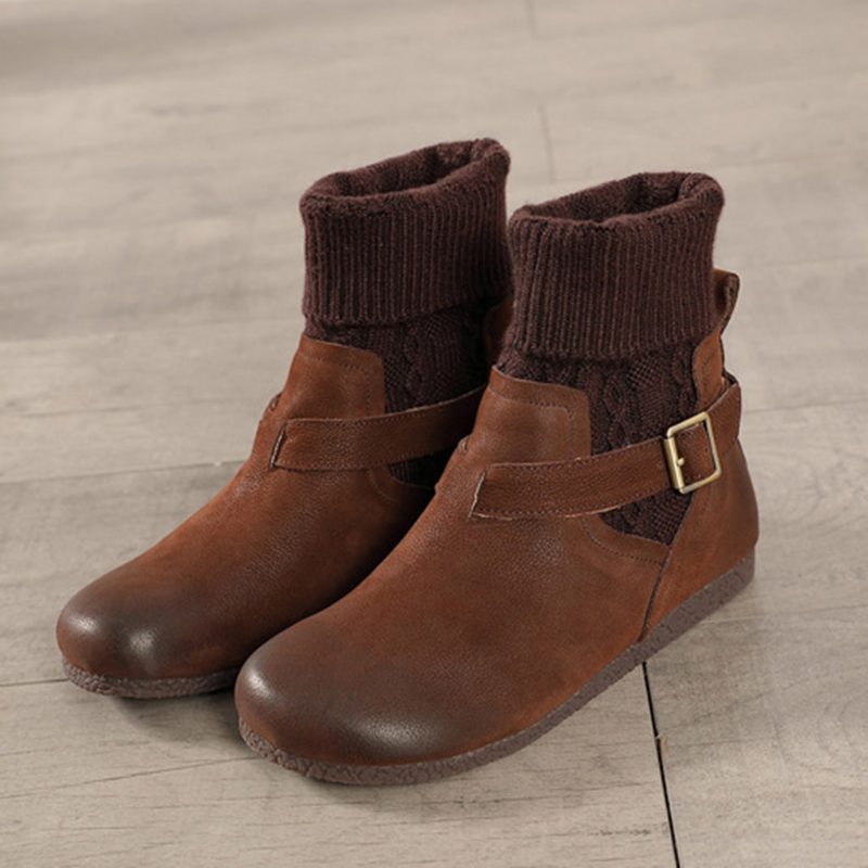 Winter Retro Leren Korte Laarzen | Cadeau Schoenen