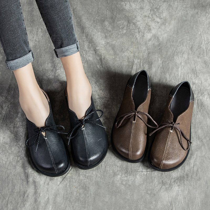 Casual Comfortabele Leren Platte Schoenen | Cadeau Schoenen