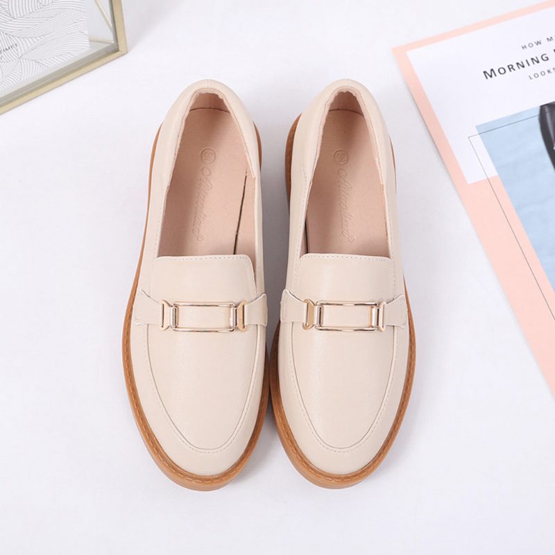 Casual Platte Leren Loafers Voor Dames