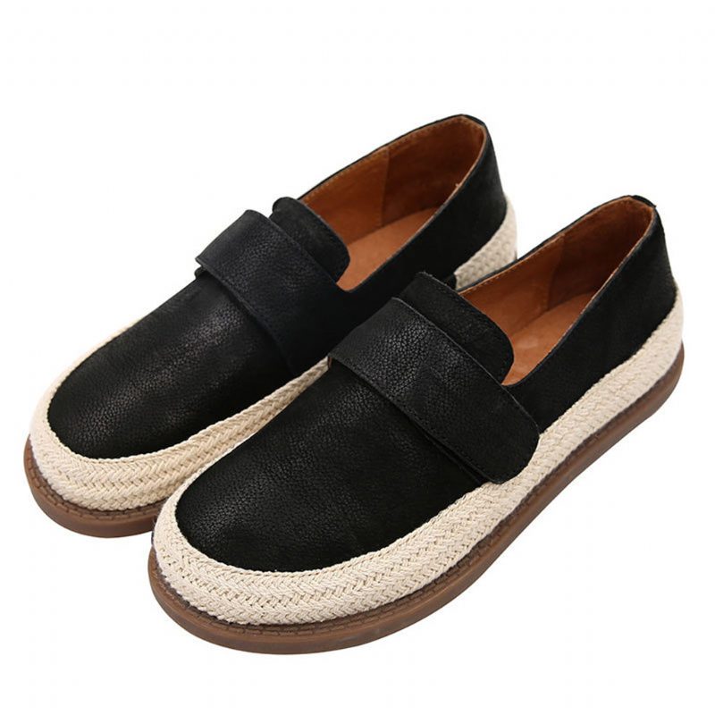 Comfortabele Retro Leren Casual Platte Schoenen | Cadeau Schoenen