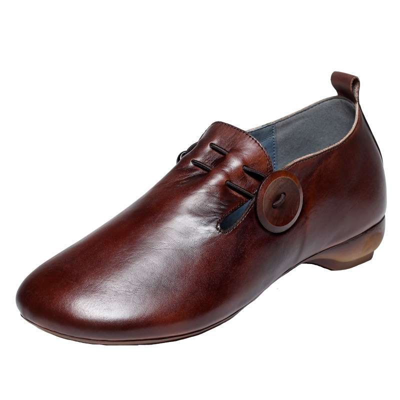 Geschenkschoenen Herfst Retro Leren Platte Damesschoenen