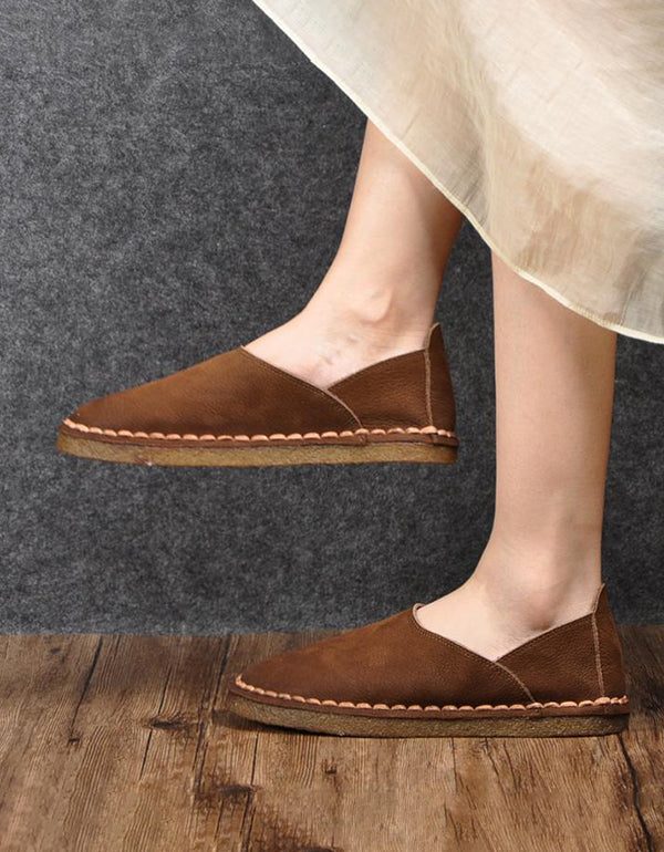 Handgemaakte Dames Platte Schoenen Loafers Leren Schoenen