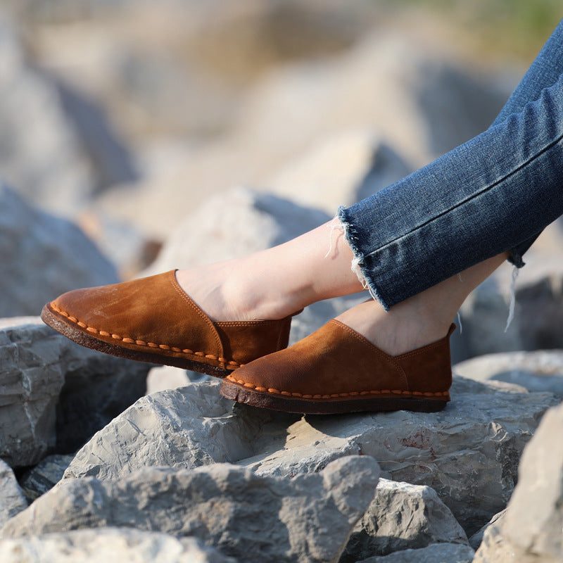 Handgemaakte Dames Platte Schoenen Loafers Leren Schoenen