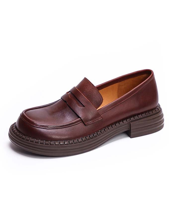 Handgemaakte Retro Leren Loafers Met Zachte Zool