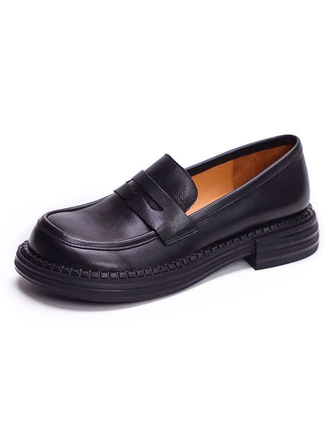 Handgemaakte Retro Leren Loafers Met Zachte Zool