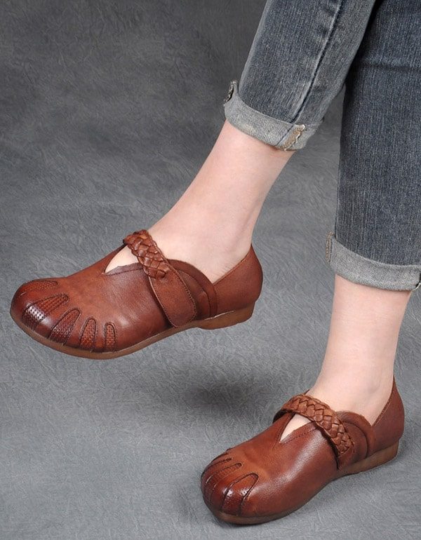 Handgemaakte Zachte Dames Retro Platte Schoenen