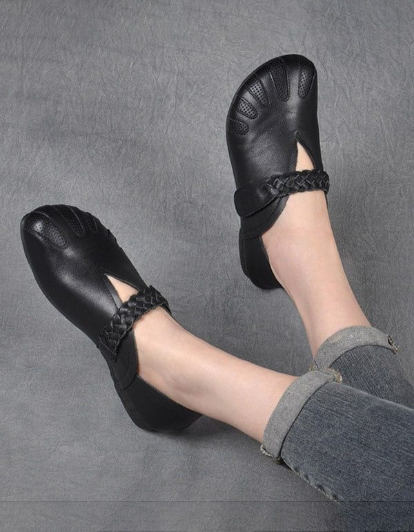 Handgemaakte Zachte Dames Retro Platte Schoenen