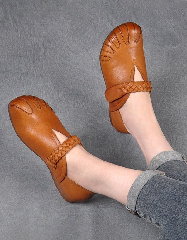 Handgemaakte Zachte Dames Retro Platte Schoenen