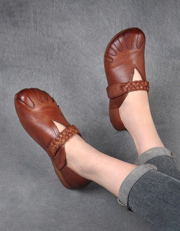 Handgemaakte Zachte Dames Retro Platte Schoenen