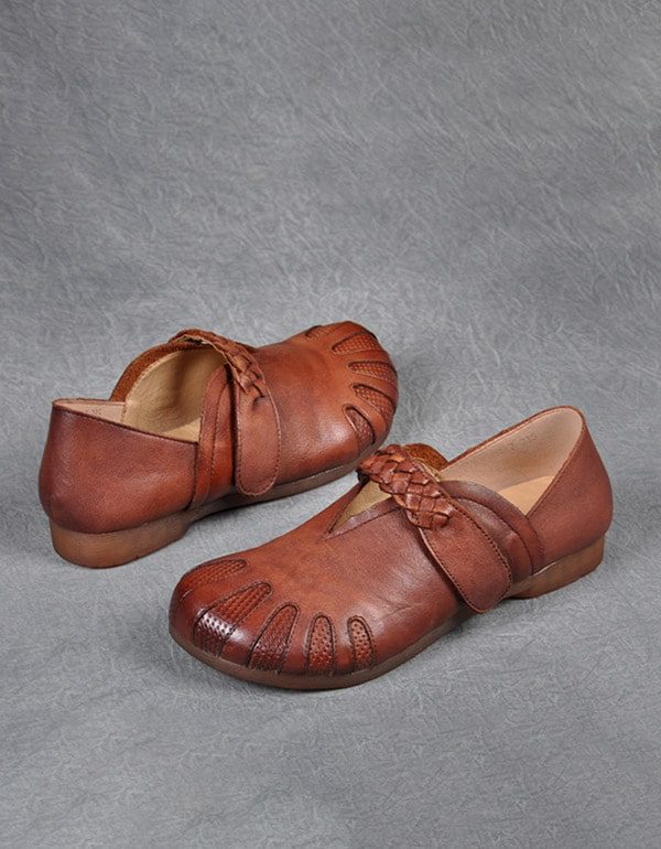 Handgemaakte Zachte Dames Retro Platte Schoenen