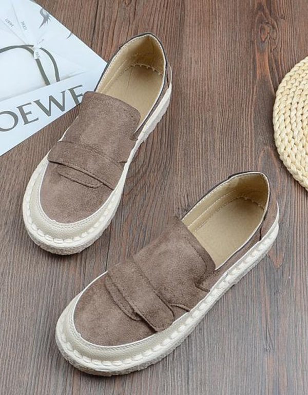 Handgestikte Comfortabele Loafers Met Ronde Kop