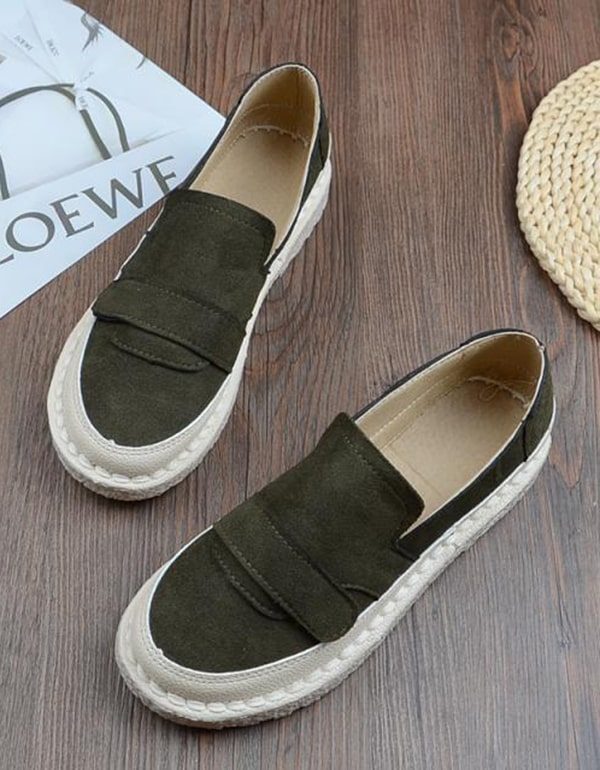 Handgestikte Comfortabele Loafers Met Ronde Kop