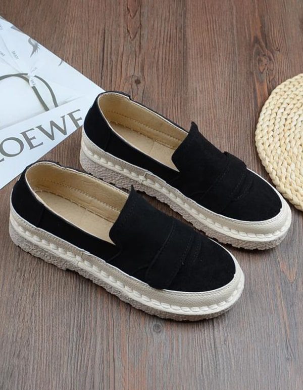 Handgestikte Comfortabele Loafers Met Ronde Kop