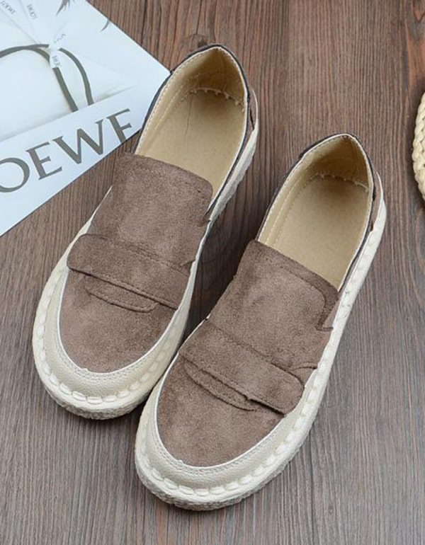 Handgestikte Comfortabele Loafers Met Ronde Kop