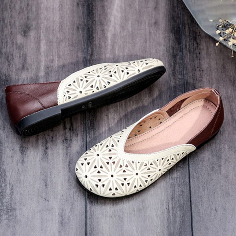 Holle Handgemaakte Dames Retro Platte Schoenen