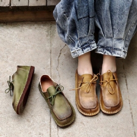 Japanse Retro Lederen Zachte Bodem Casual Naaien Vrouwen Platte Schoenen | Geschenkschoenen