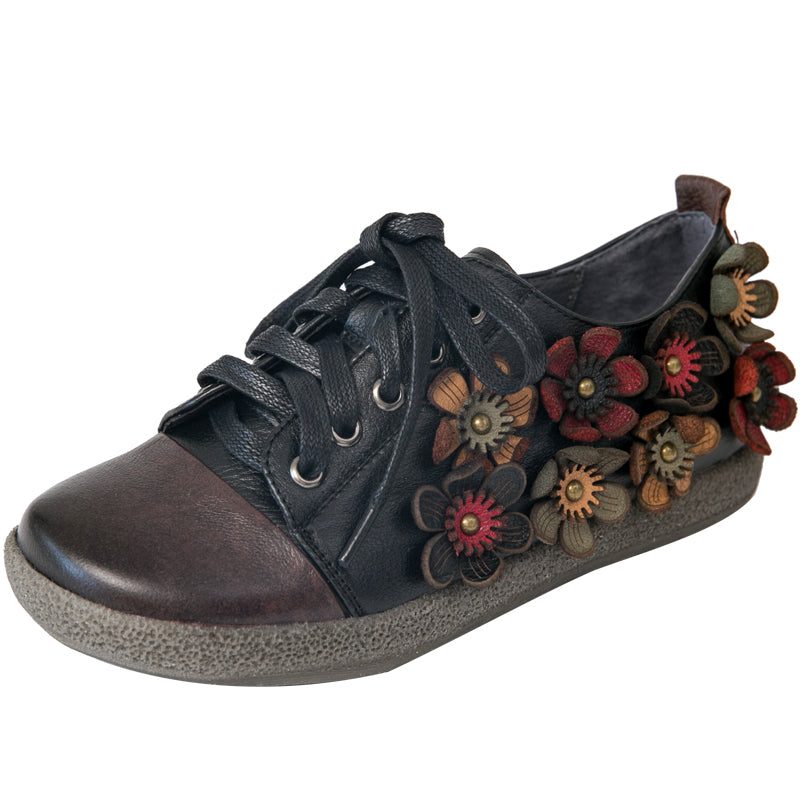 Lace Up Dames Retro Bloem Leuke Schoenen