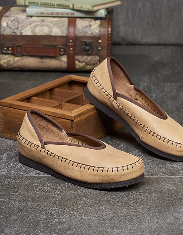 Lente Zomer Retro Leren Platte Schoenen Loafers