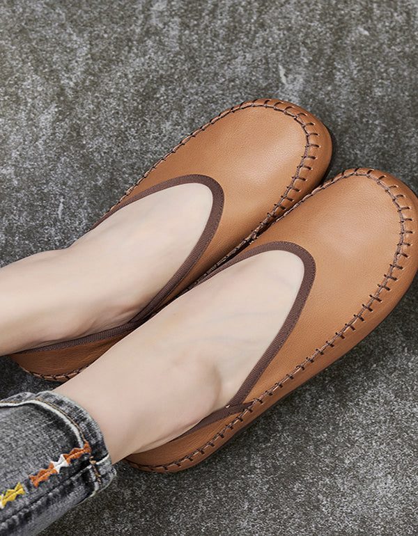 Lente Zomer Retro Leren Platte Schoenen Loafers