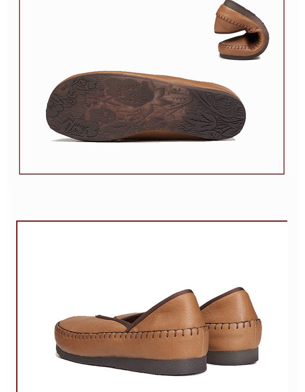 Lente Zomer Retro Leren Platte Schoenen Loafers