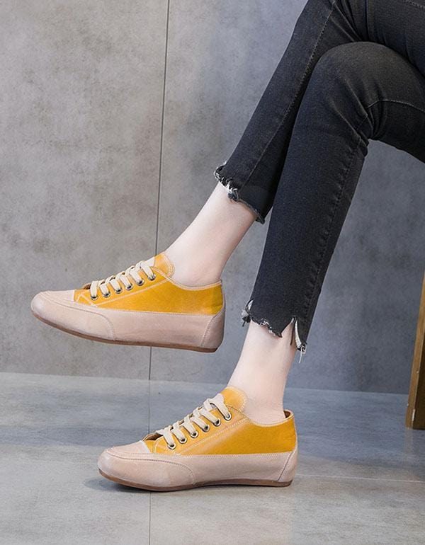 Leren Casual Platte Damesschoenen Met Veters