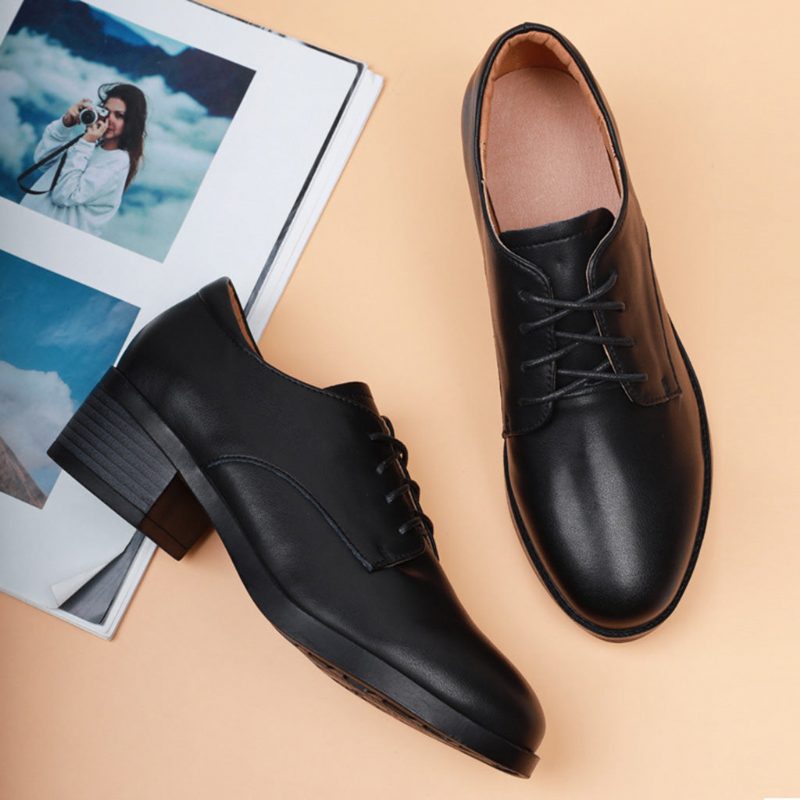 Leren Retro Platte Schoenen In Britse Stijl | Cadeau Schoenen