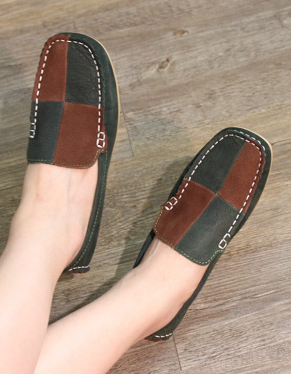 Platte Handgemaakte Leren Loafers