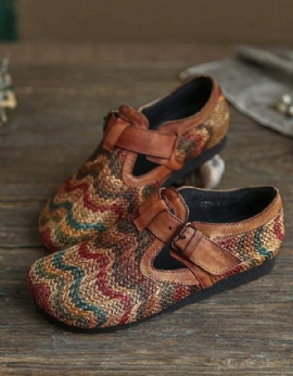 Platte Vintage Etnische Damesschoenen Voor Dames In De Herfst