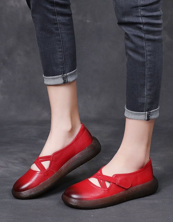 Retro Platte Schoenen Voor Dames Met Lage Hakken Maat 10