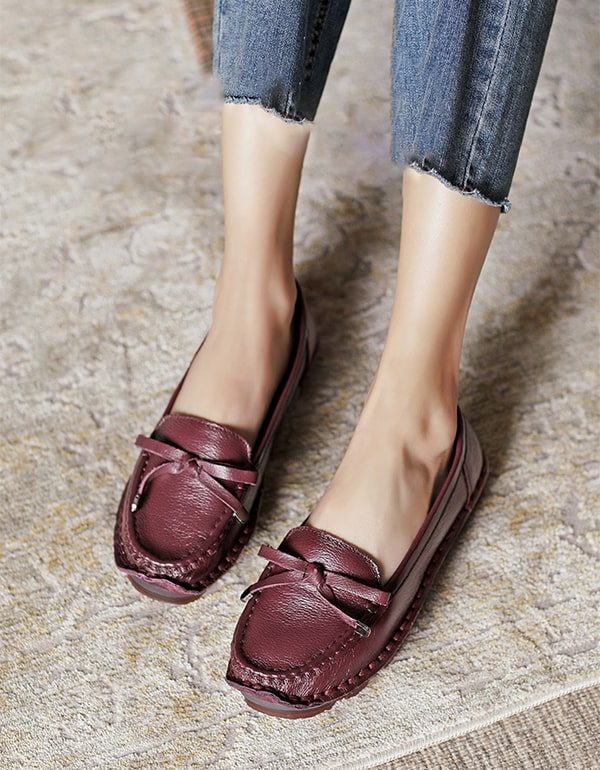 Retro Platte Zachte Leren Comfortabele Loafers