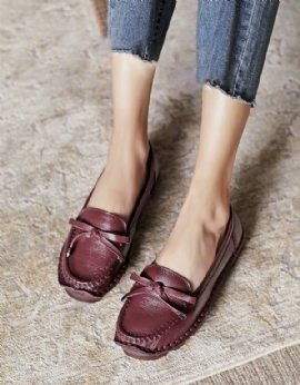 Retro Platte Zachte Leren Comfortabele Loafers