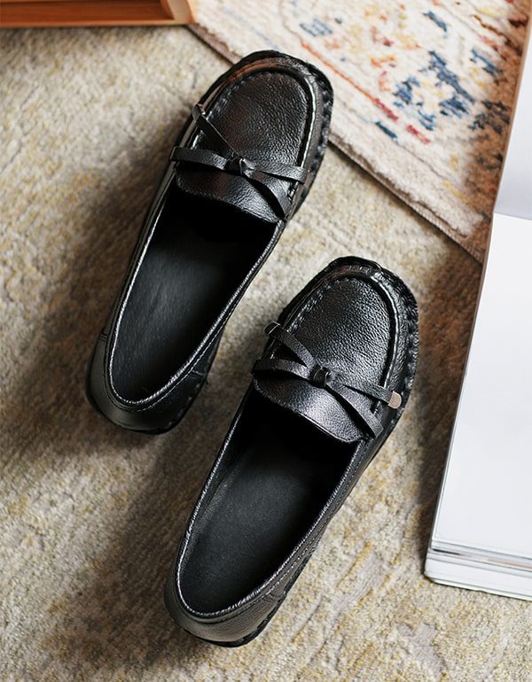 Retro Platte Zachte Leren Comfortabele Loafers