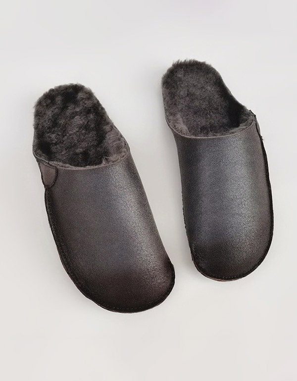 Zachte Lederen Antislip Pluche Winterpantoffels