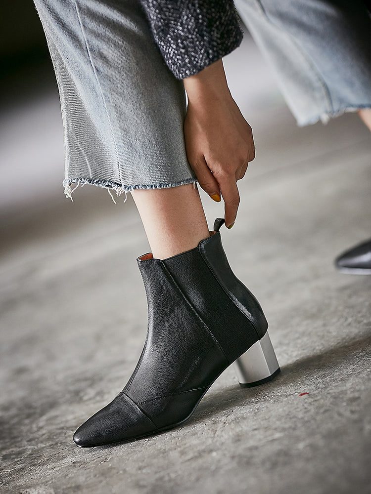 Chelsea Boots Met Dikke Hak En Puntige Hak 35-41