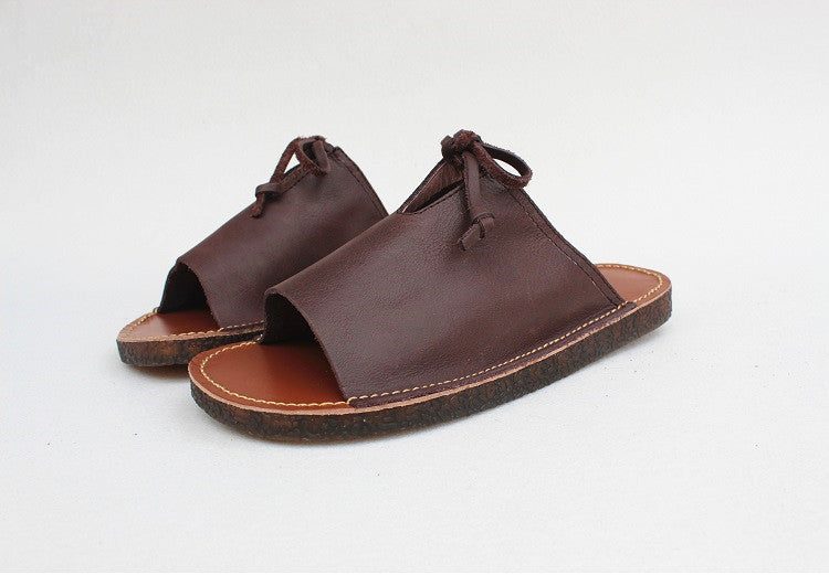 Comfortabele Retro-slippers Van Zacht Leer 35-41