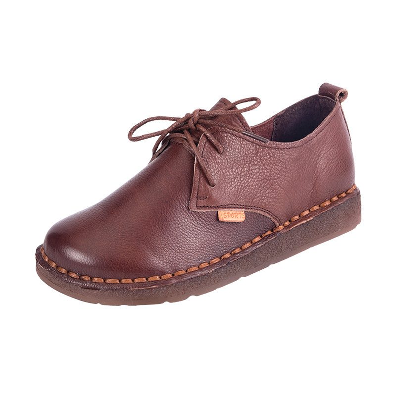 Handgemaakte Platte Dames Retro Schoenen Met Veters 35-43