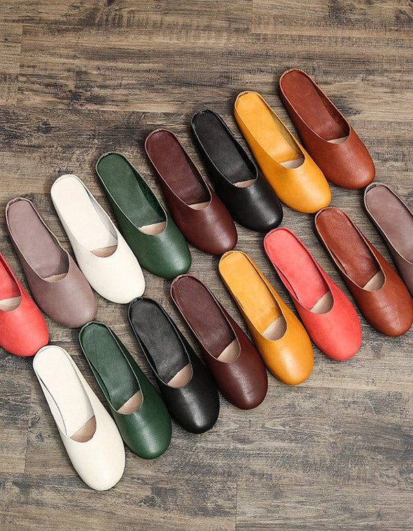 Handgemaakte Retro Leren Pantoffels 35-43