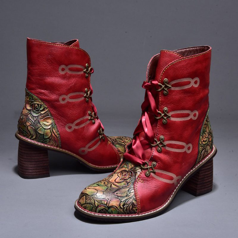 Herfst Winter Dikke Lederen Mode Dames Vintage Enkellaarsjes | Geschenkschoenen 36-42