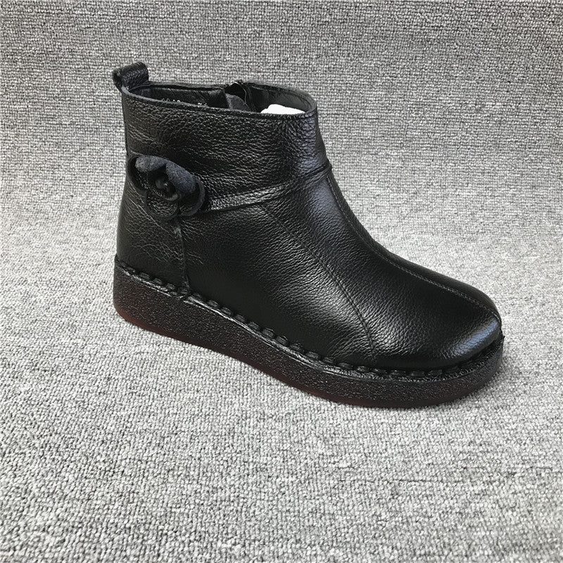 Retro Leren Soft Bodem Dames Herfst Winter Laarzen 35-41