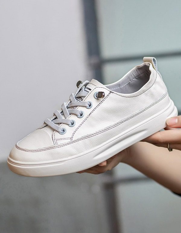 Casual Lederen Sneakers Voor Dames Wit