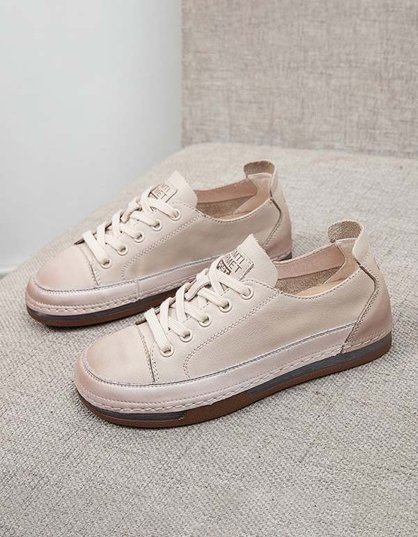 Casual Leren Sneakers Met Veters Voor Dames