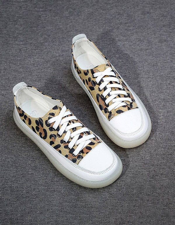 Casual Schoenen Van Canvas Voor Dames Met Luipaardprint