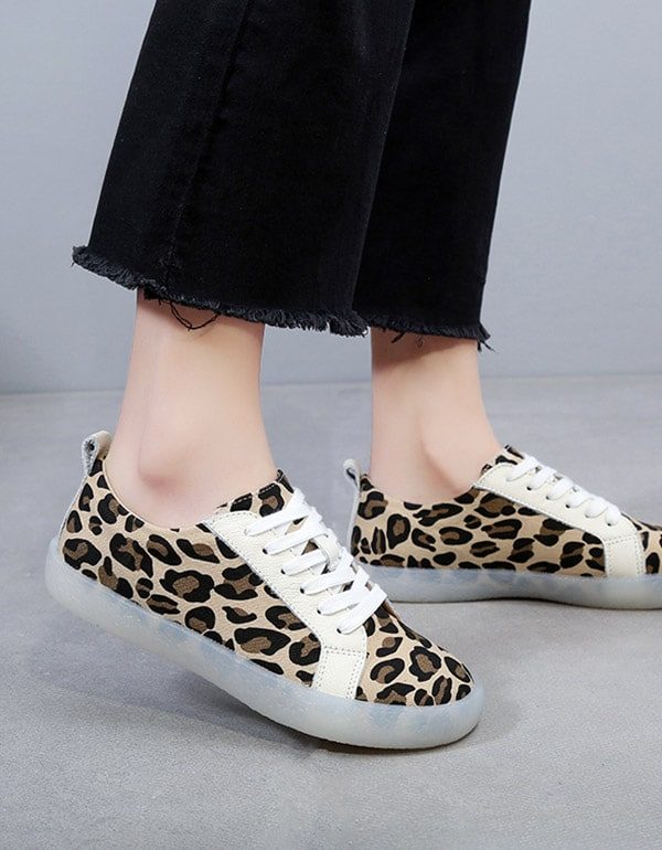 Casual Schoenen Voor Dames Met Luipaardprint