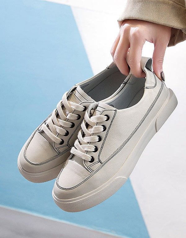 Dames Veelzijdige Leren Sneakers Wit