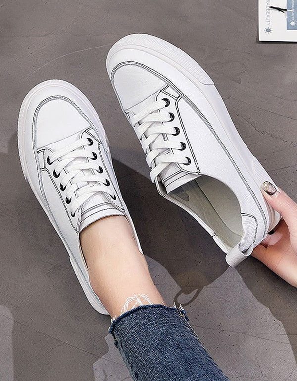 Dames Veelzijdige Leren Sneakers Wit