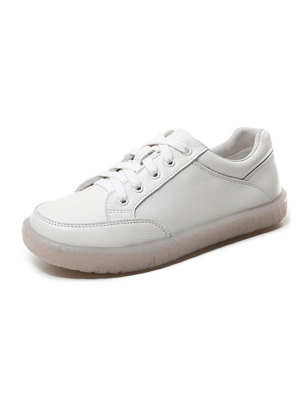 Veelzijdige Casual Zachte Leren Sneakers Voor Dames