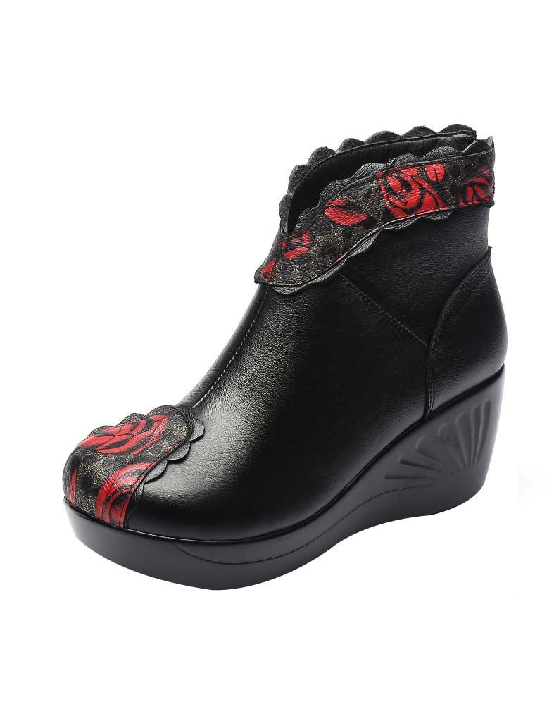 Wedge Boots In Etnische Stijl Met Bloemenprint